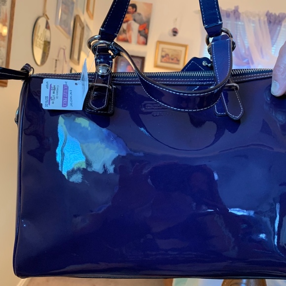 Coach Purple/Navy Patent Leather Satchel - Picture 3 of 7